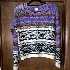 Hinge Purple and Black Patterned Women's Sweater
